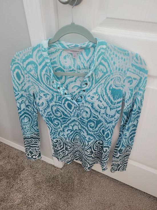 Athleta Tops - Athleta Aqua Ombre Printed Long-Sleeve Henley Top